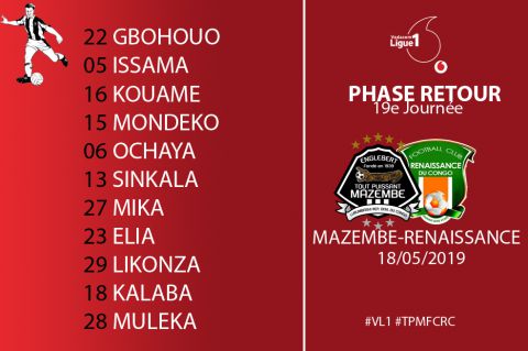 Composition TP Mazembe contre FC Renaissance